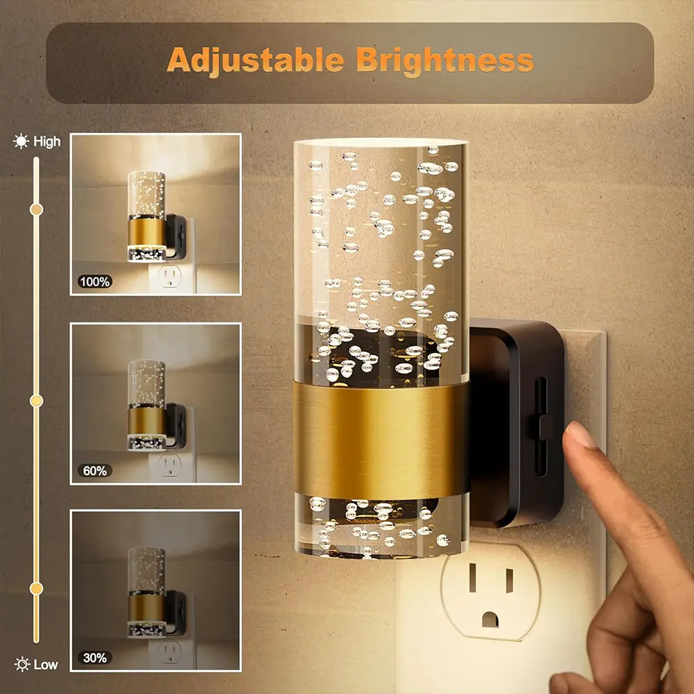 2Pcs LED Plug Into Wall Night Light with Auto Light Sensor Stair Night Light Atmosphere Wall Light for Bathroom Hallway Decor