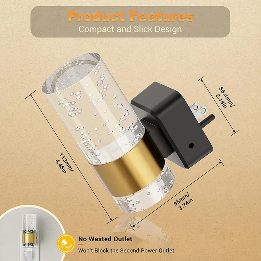 2Pcs LED Plug Into Wall Night Light with Auto Light Sensor Stair Night Light Atmosphere Wall Light for Bathroom Hallway Decor