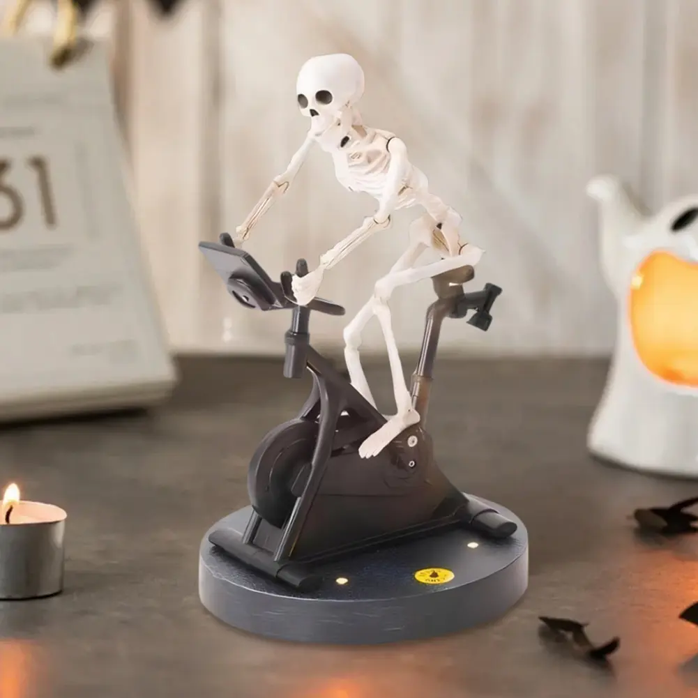 Resin Halloween Skeleton Decorations Skeleton Riding An Exercise Bike Halloween Decorations