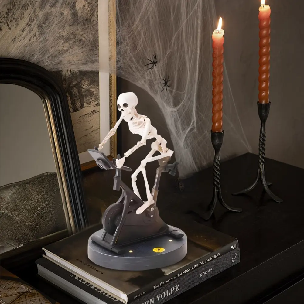 Resin Halloween Skeleton Decorations Skeleton Riding An Exercise Bike Halloween Decorations