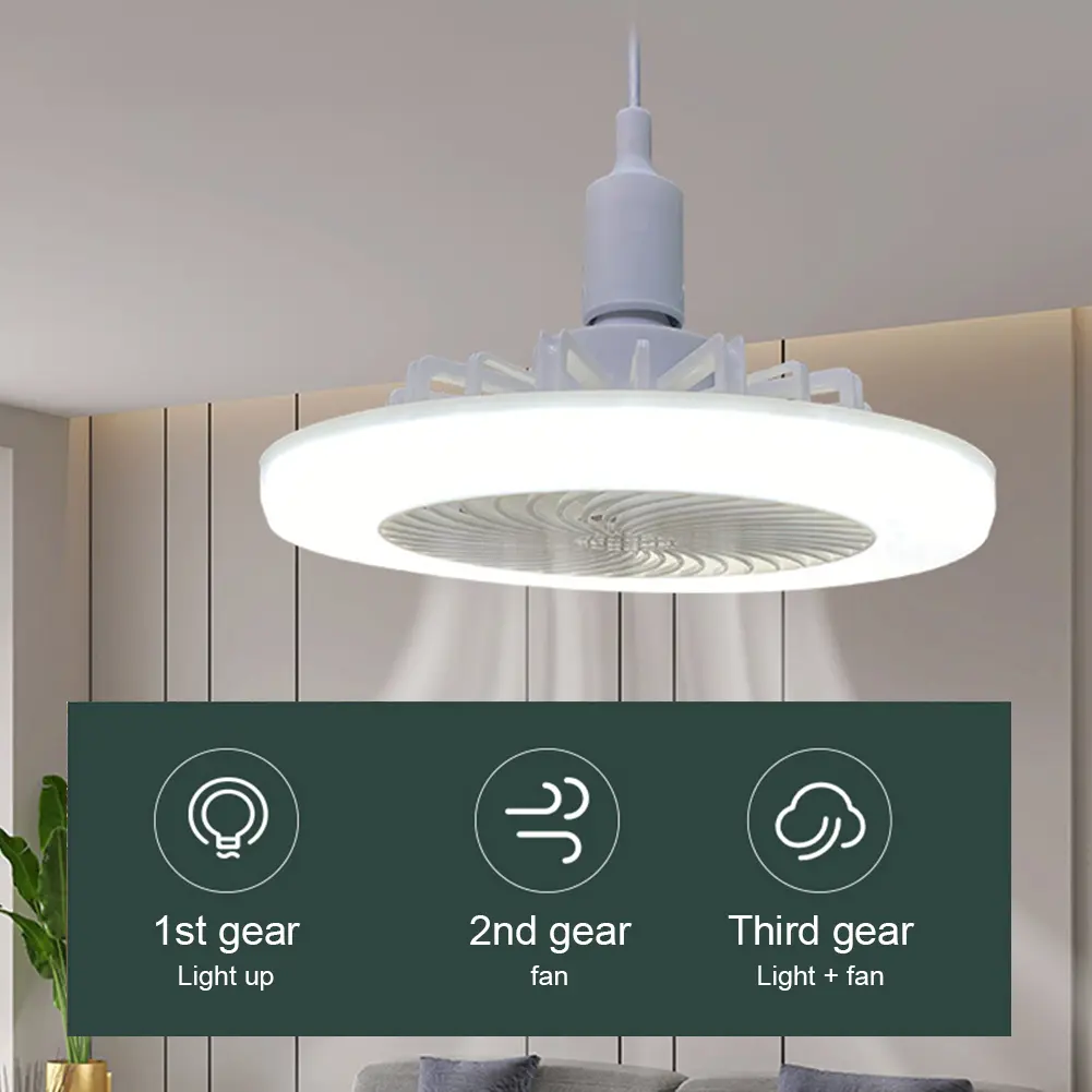 Ceiling Fan 3 Color Dimmable 3 Speeds Adjustable E26/E27 Socket  50W LED Replacement Light Bulb/Ceiling Fan with Remote Control