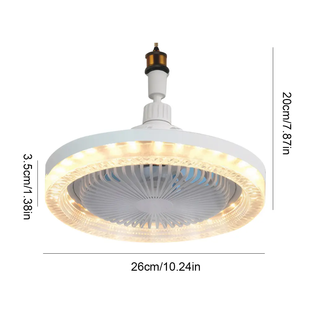 Ceiling Fan 3 Color Dimmable 3 Speeds Adjustable E26/E27 Socket  50W LED Replacement Light Bulb/Ceiling Fan with Remote Control