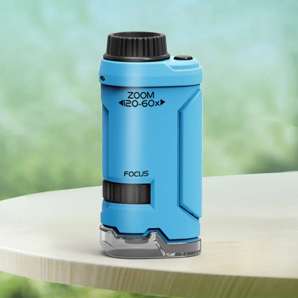 60x-120x Portable Microscope with LED Light Pocket Microscope Little Scientist Microscope for Student Science Lab