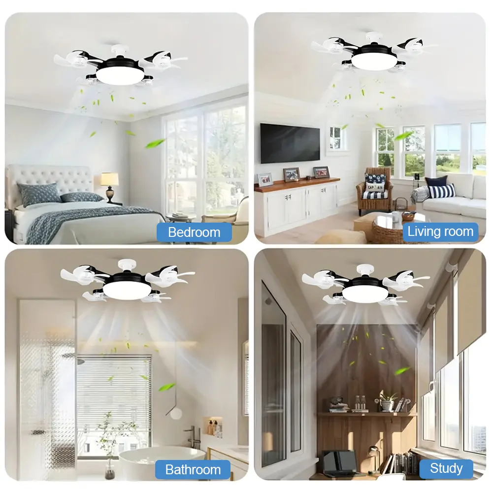 E26 E27Cordless Silent Ceiling Drone Fan Household Drone Fan with LED Light Remote Control 2 In 1 Ceiling Fan for Indoor Outdoor
