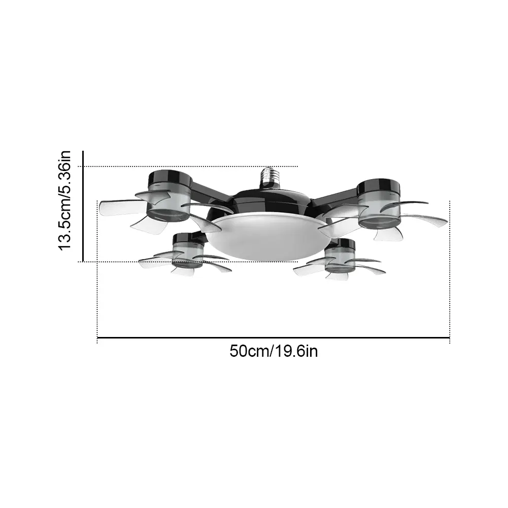 E26 E27Cordless Silent Ceiling Drone Fan Household Drone Fan with LED Light Remote Control 2 In 1 Ceiling Fan for Indoor Outdoor