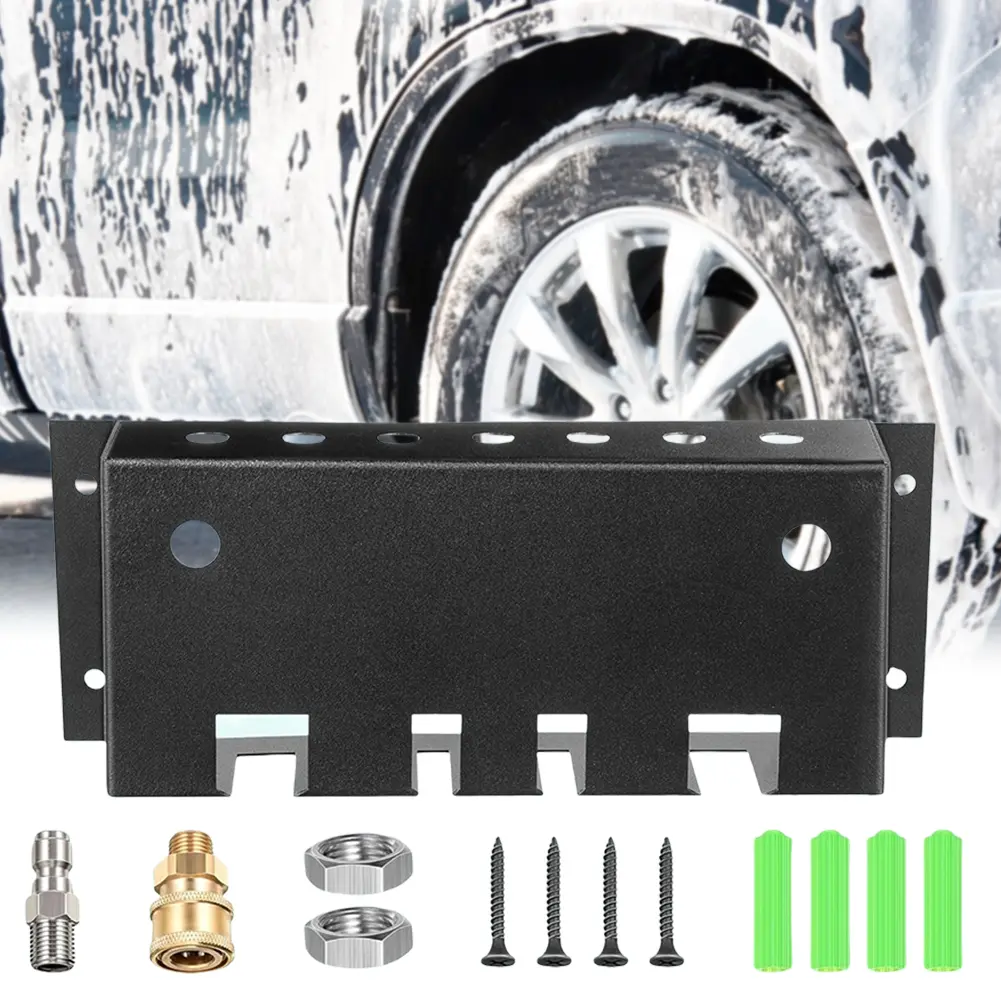 Pressure Washer Gun Holder Fit 1/4 Quick Connector Nozzle Tip and Wand Extension Storage Rack Wall Mounted Foam Cannon Holder