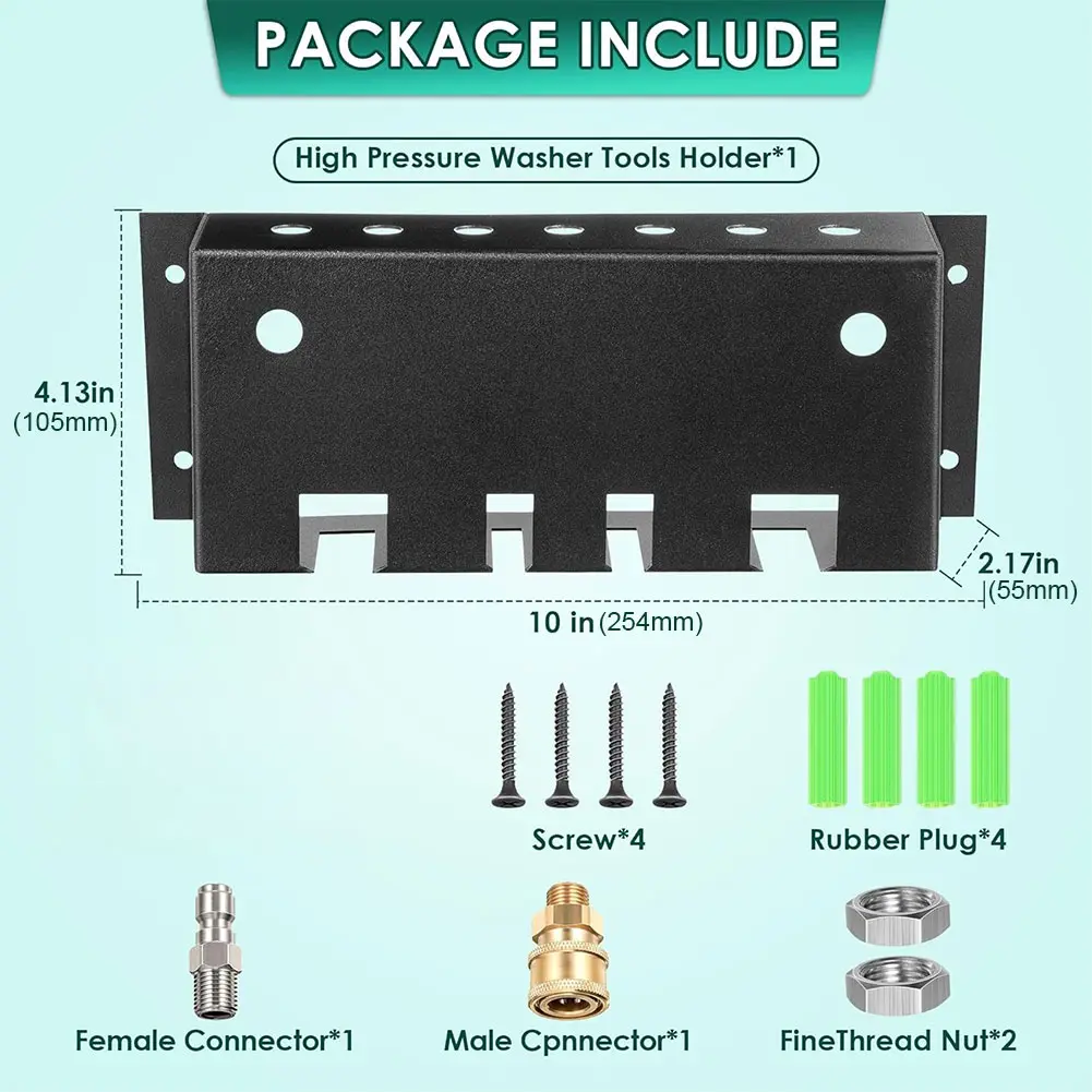 Pressure Washer Gun Holder Fit 1/4 Quick Connector Nozzle Tip and Wand Extension Storage Rack Wall Mounted Foam Cannon Holder