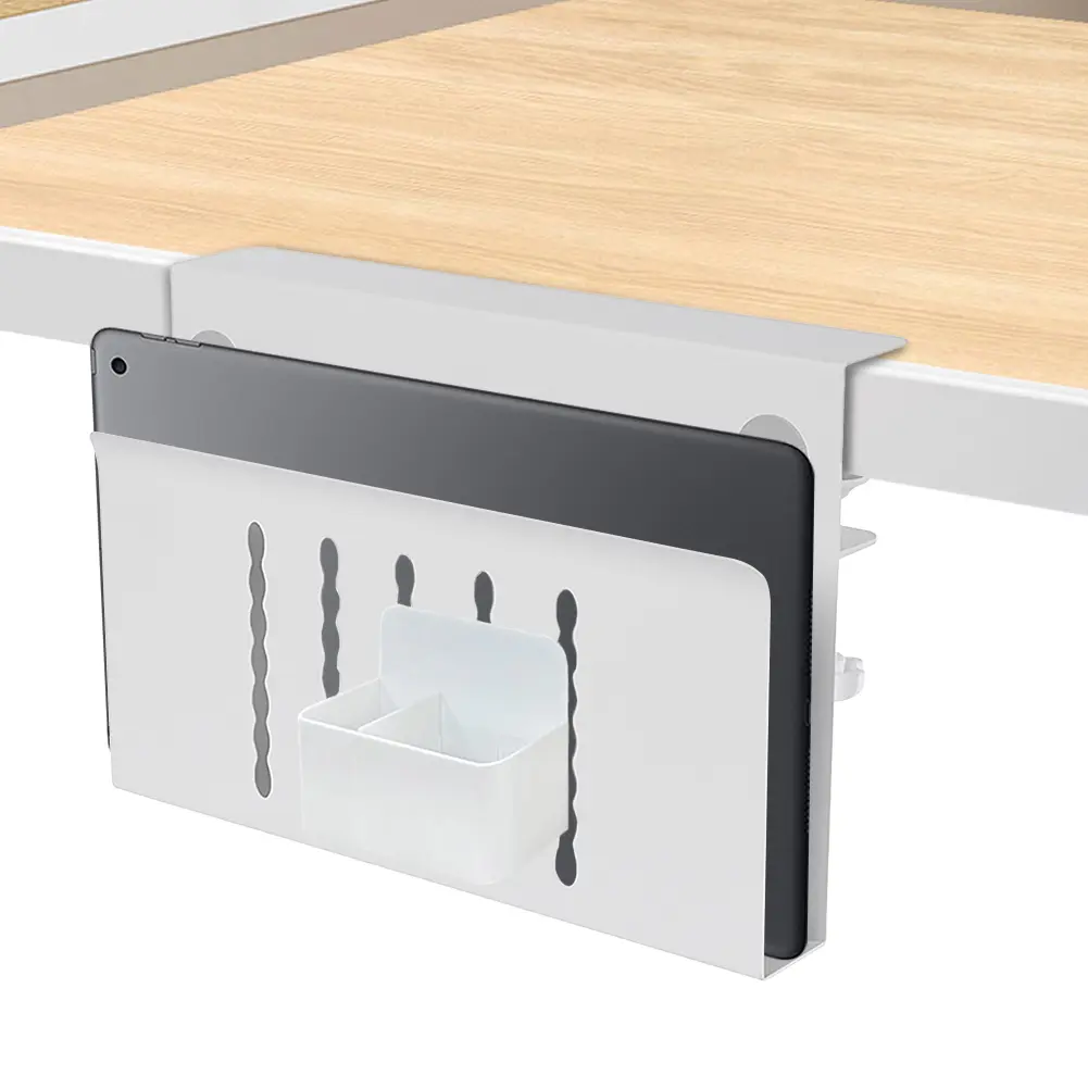 Under Desk Laptop Holder with Pen Holder Clamp on Desk Shelf Laptop Desk Mount for Office Supplies & Studio Essentials
