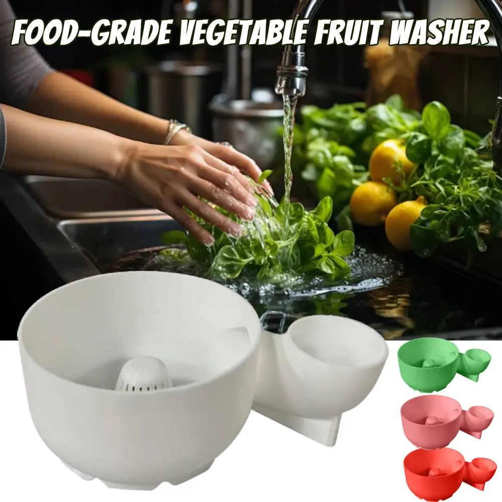 Food-Graded Fruit Wash Bowl Automatic Vegetable and Fruit Washer 3D Printing Portable Food Washing Spinner for Kitchen Draining