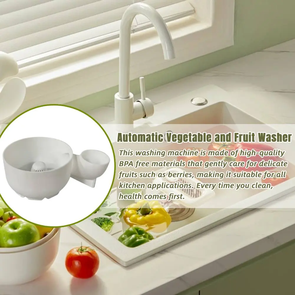 Food-Graded Fruit Wash Bowl Automatic Vegetable and Fruit Washer 3D Printing Portable Food Washing Spinner for Kitchen Draining