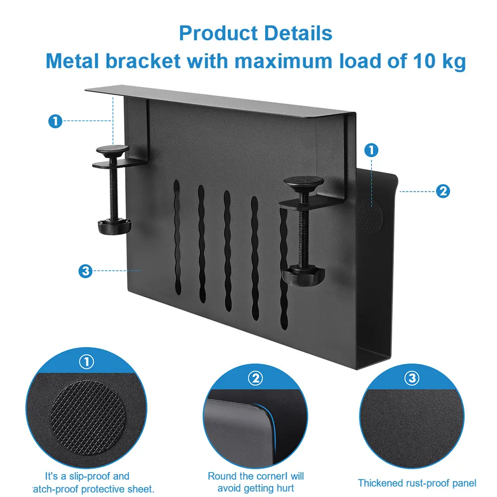 Under Desk Laptop Holder with Pen Holder Clamp on Desk Shelf Laptop Desk Mount for Office Supplies & Studio Essentials