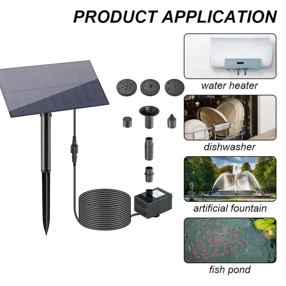 Water Sprinkler Sprayer Garden Decoration with Stake 5W 5V Solar Power Panel Water Pump Energy Saving 180L/h Kits for Fish Tank