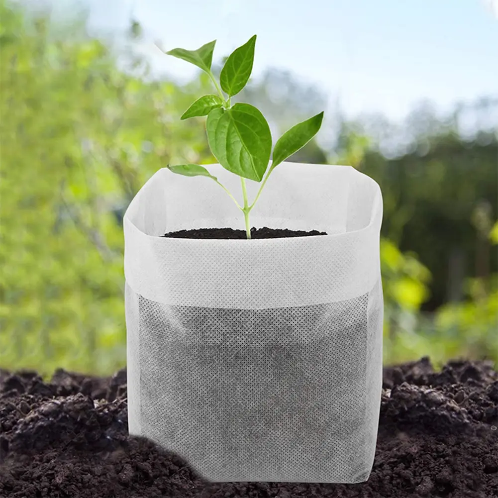 Biodegradable Seed Nursery Bags Non-Woven Garden Plants Grow Bags Breathable Plant Seeding Grow Bags for Flower Vegetable Grow
