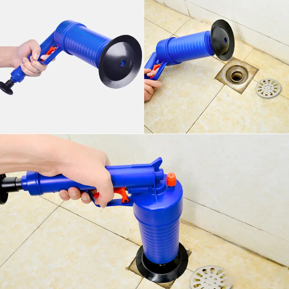 Air Power Pipe Plunger with 4 Sized Suckers Pipe Dredge Tool Drain Cleaner Pump for Kitchen Bathroom Dredge Pipe