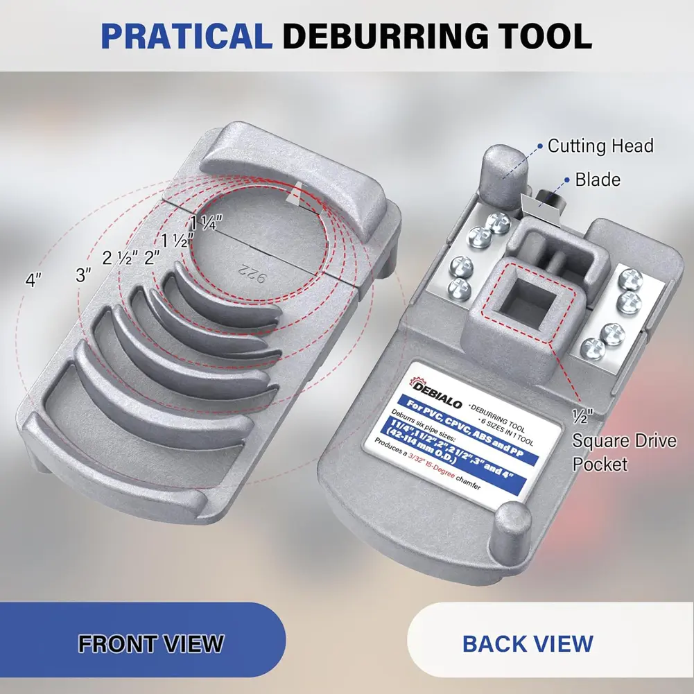 PVC Deburring Tool Pipe Deburring Reamer Plumbing Tool Chamfer Tool for Deburring Suitable for 6 Pipes Size From 1-1/4 To 4-Inch