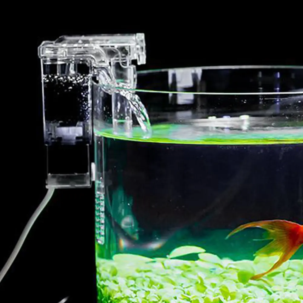 Aquarium Hang On Filter USB Power Interface Oxygen Pump 2.5W Waterfall Filtration System for Small Aquarium Fish Tank