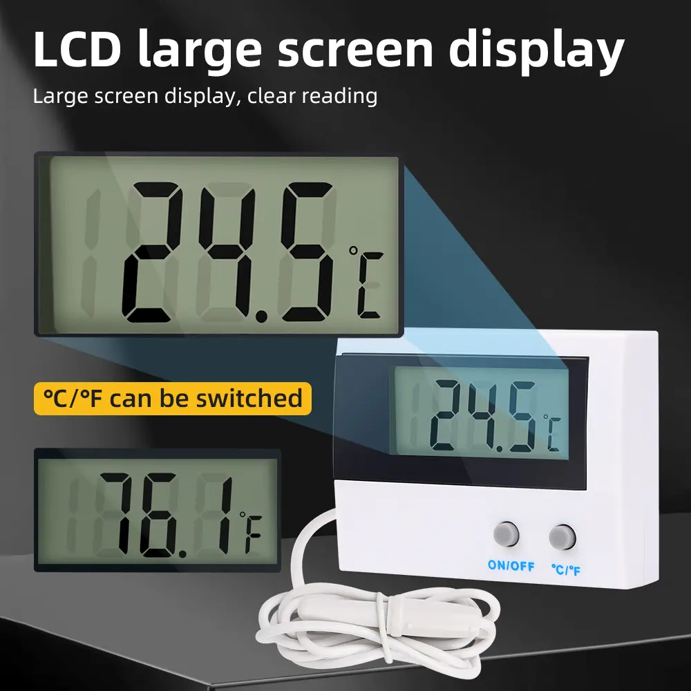 ST-1A LCD Digital Thermometer Fish Tank Temperature Meter Refrigerator Aquarium Water Temp Detector with Waterproof Probe