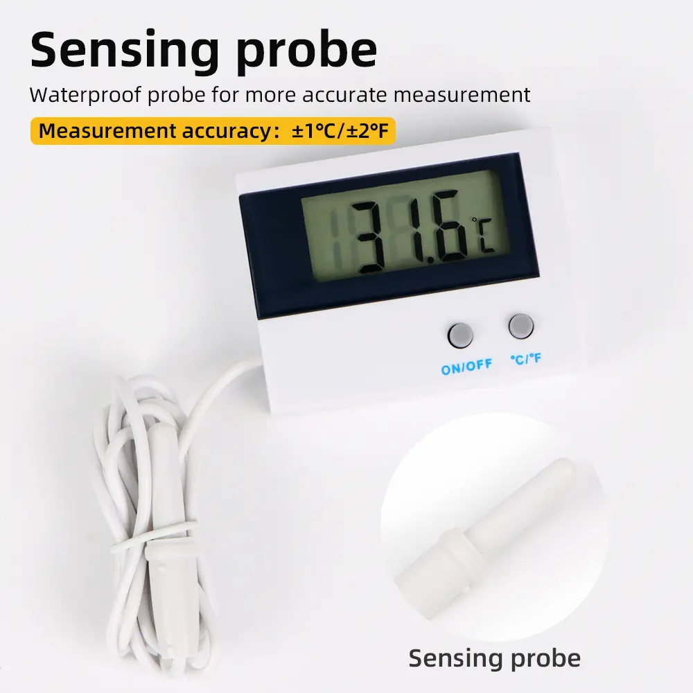 ST-1A LCD Digital Thermometer Fish Tank Temperature Meter Refrigerator Aquarium Water Temp Detector with Waterproof Probe