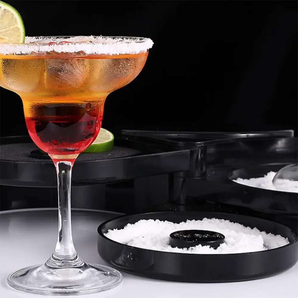3-Tier Bar Glass Rimmer with Lid Margarita Salt Rimmer Salt Box Spice Container for Cocktails Bar Salt and Sugar Margarita