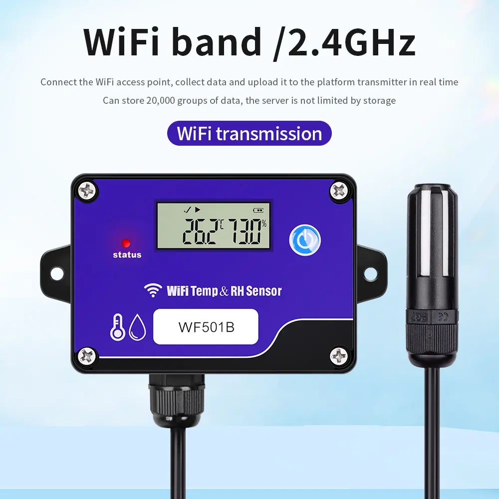 WiFi Temperature Humidity Transmitter Remote Monitoring Temperature And Humidity Sensor Data Logger Upper and Lower Limit Alarms