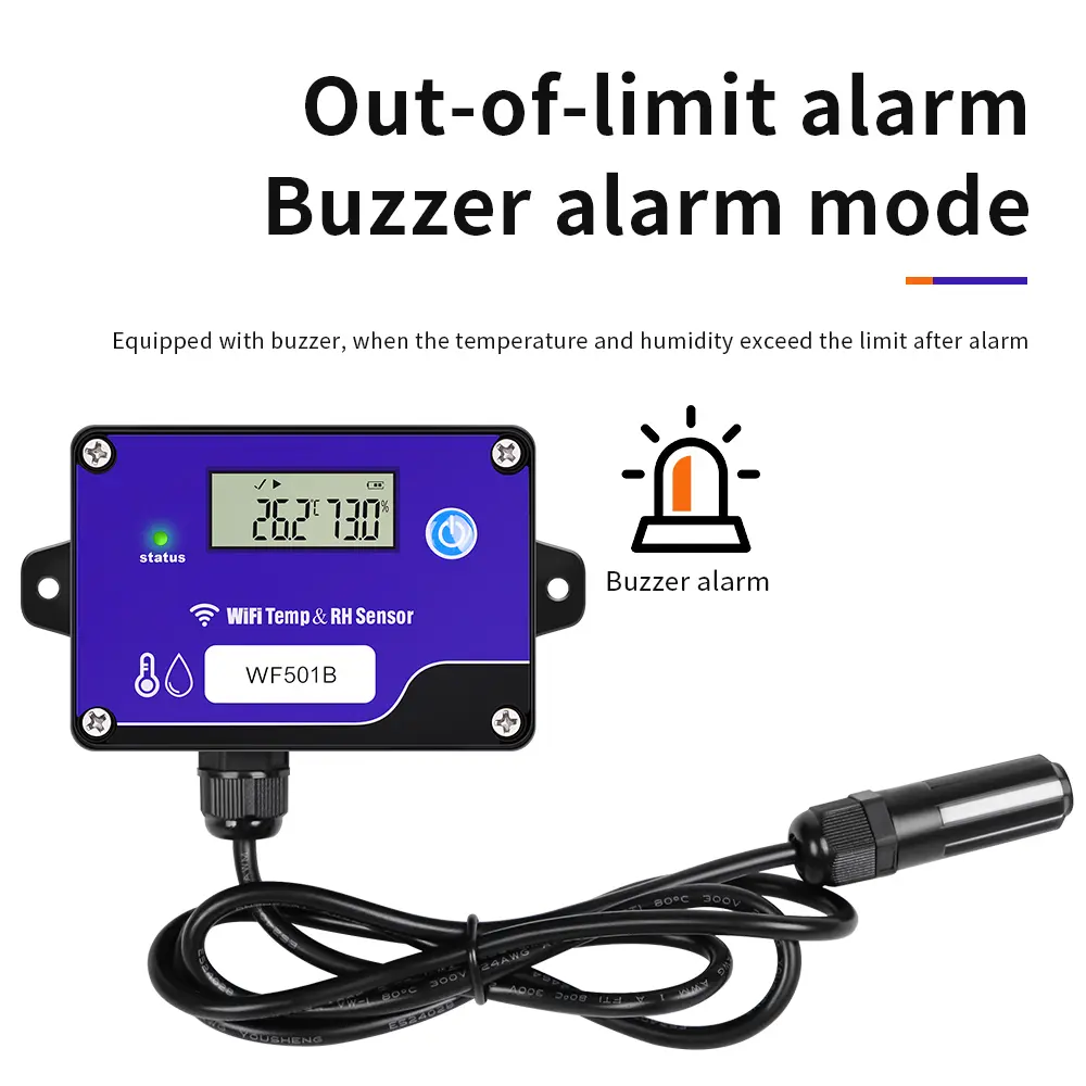 WiFi Temperature Humidity Transmitter Remote Monitoring Temperature And Humidity Sensor Data Logger Upper and Lower Limit Alarms