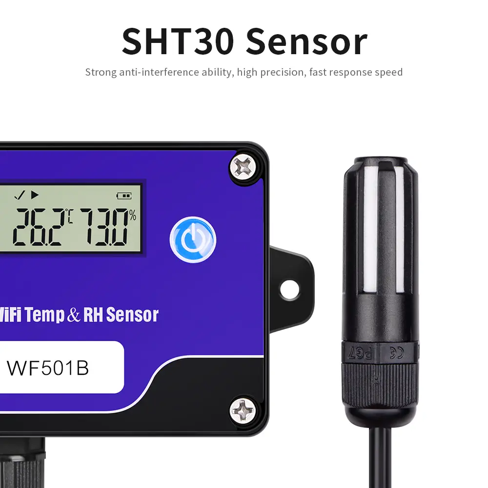 WiFi Temperature Humidity Transmitter Remote Monitoring Temperature And Humidity Sensor Data Logger Upper and Lower Limit Alarms