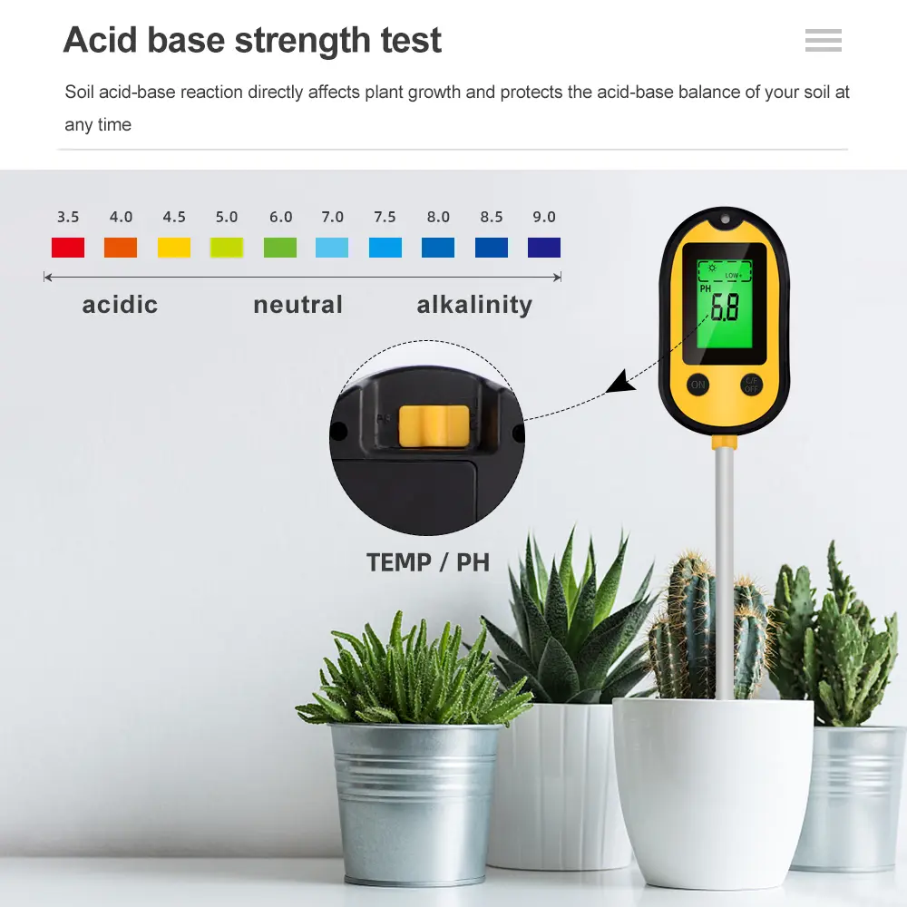 5 in 1 Soil PH Meter Sunlight Hygrometer LCD Digital Garden Plant Flowers Temp Monitor Sensor Environmental Humidity Test Tool