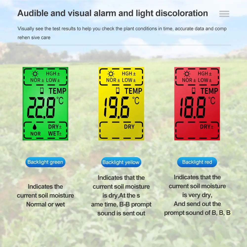 5 in 1 Soil PH Meter Sunlight Hygrometer LCD Digital Garden Plant Flowers Temp Monitor Sensor Environmental Humidity Test Tool