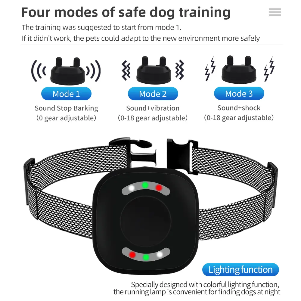 New Smart Dog Shock Collar Remote Dog Training Collar for Large Medium Small Dogs Waterproof Rechargeable Anti Barking Collar