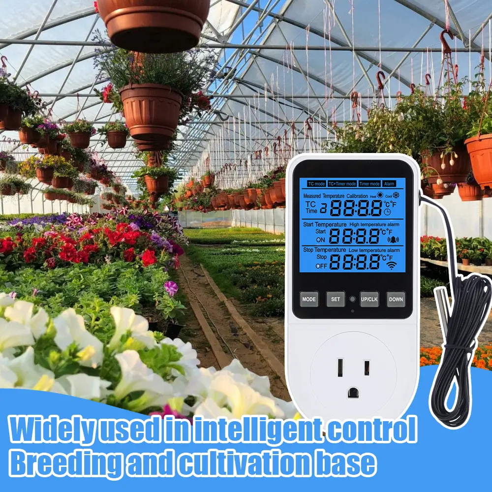 Thermostat Timing Socket Multi-Function Temperature Controller Outlet With Timer Switch Sensor Probe Heating Cool Regulator