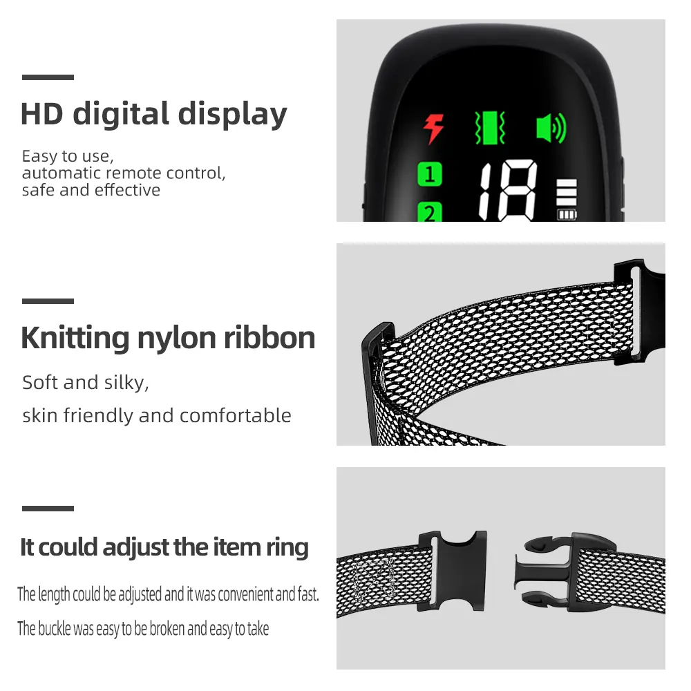 New Smart Dog Shock Collar Remote Dog Training Collar for Large Medium Small Dogs Waterproof Rechargeable Anti Barking Collar