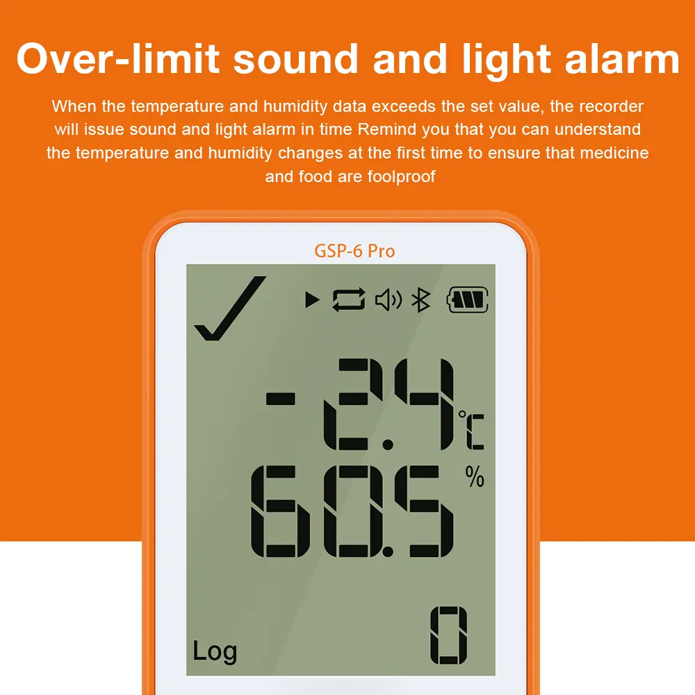 Bluetooth Temperature Data Logger 100000 Point Digital Humidity Sensor High Precision Temperature Humidity Recorder GSP-6 Pro