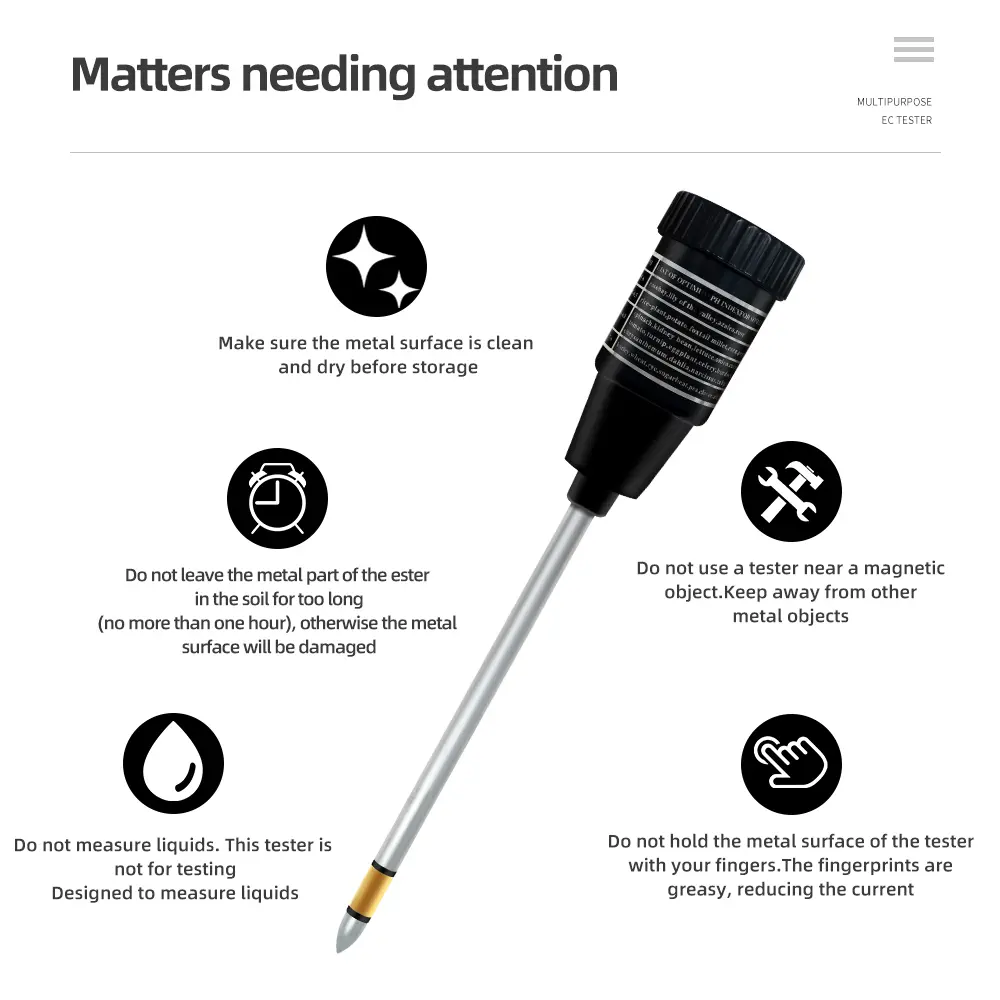 Soil pH Tester Moisture Meter Waterproof ZD-06 Soil Tester for Indoor Outdoor Test Kit Tools with 295mm Long Electrode Probe