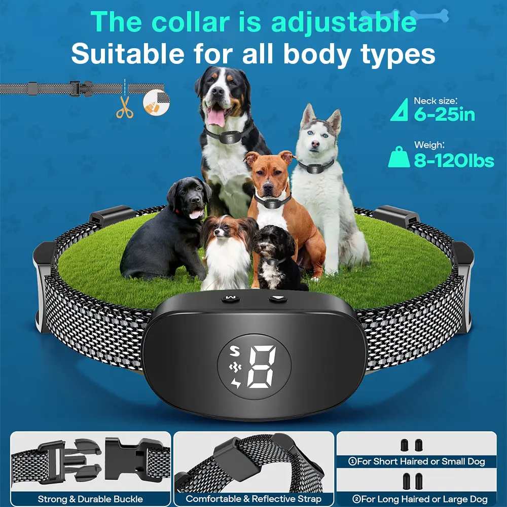 Automatic Anti Bark Dog Collar Electric Shock Vibration Sound With LED for Small Large Dogs Training Collar Dog Accessories