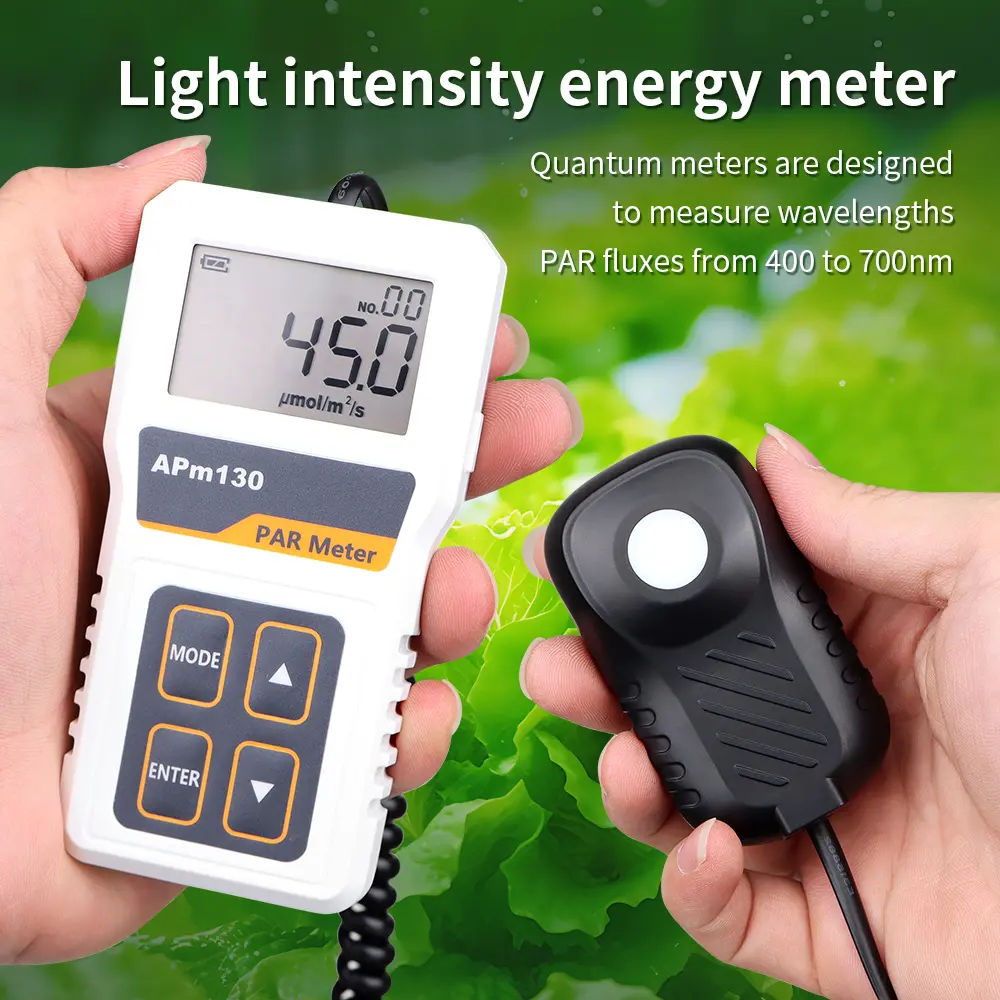APM130 PAR Meter Digital Quantum Photosynthetic Activity Radiation PPFD Waterproof Sensor Plants Data Record Light Meter