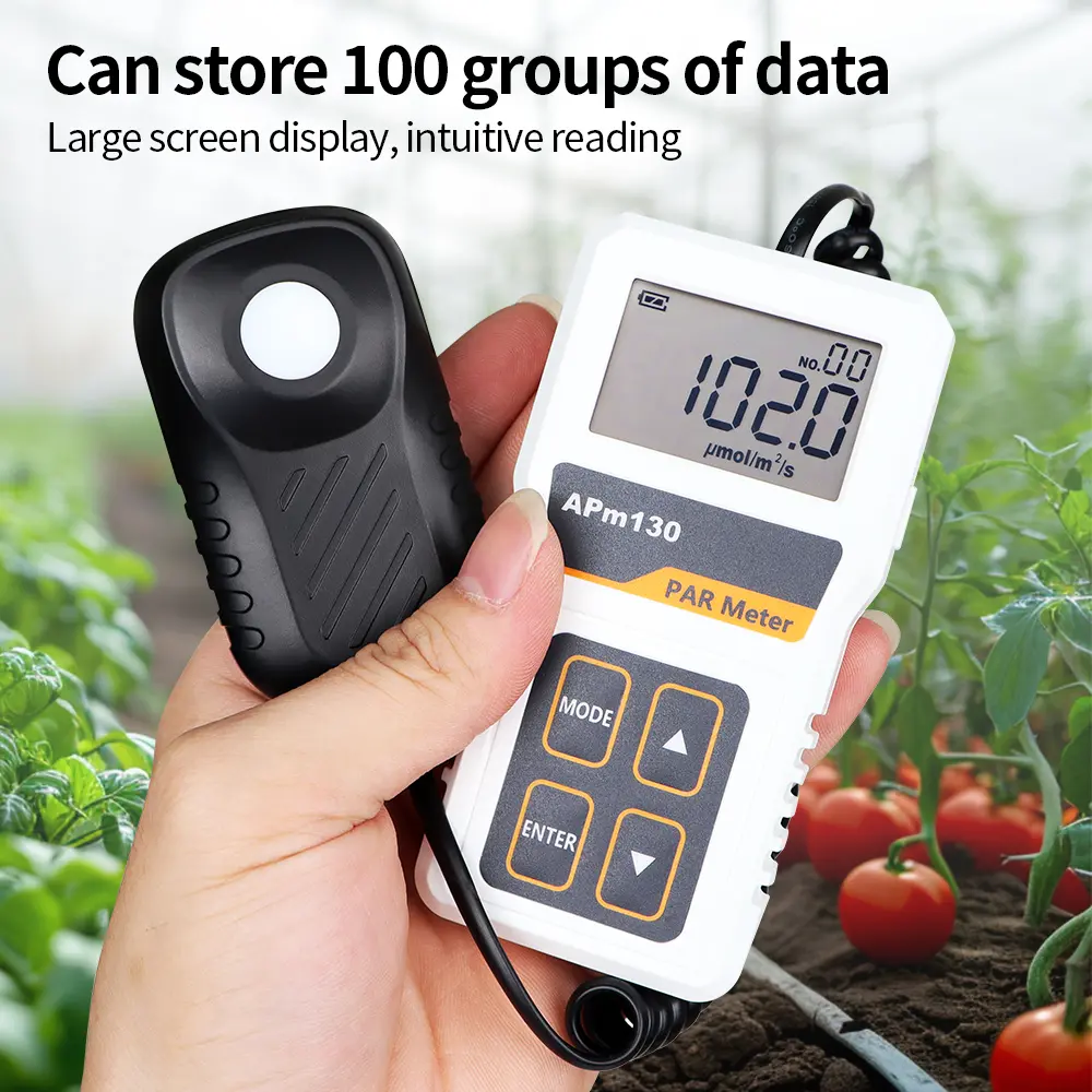 APM130 PAR Meter Digital Quantum Photosynthetic Activity Radiation PPFD Waterproof Sensor Plants Data Record Light Meter