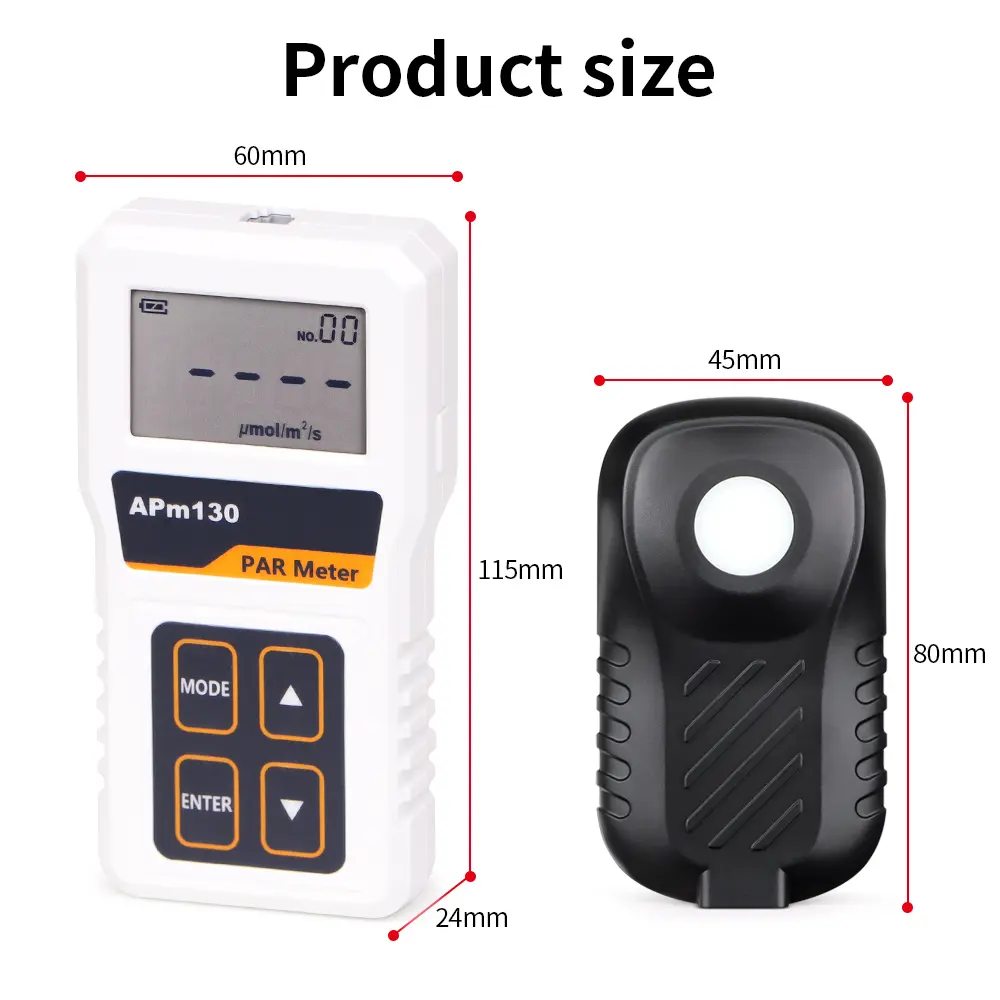 APM130 PAR Meter Digital Quantum Photosynthetic Activity Radiation PPFD Waterproof Sensor Plants Data Record Light Meter