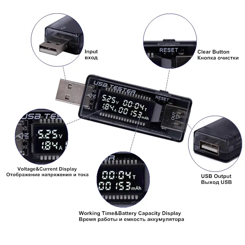 Voltage Meters Current Voltage Capacity Battery Tester USB Volt Current Voltage Doctor Charger Capacity Tester Meter Power Bank