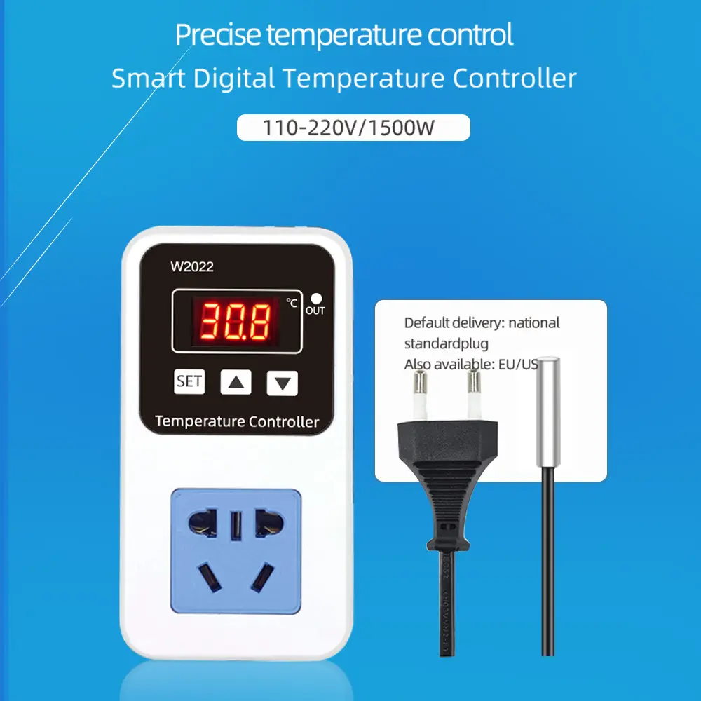 Digital Temperature Controller Socket Thermostat Regulator AC 110-220V Microcomputer Heating and Cooling Dual Relay Socket