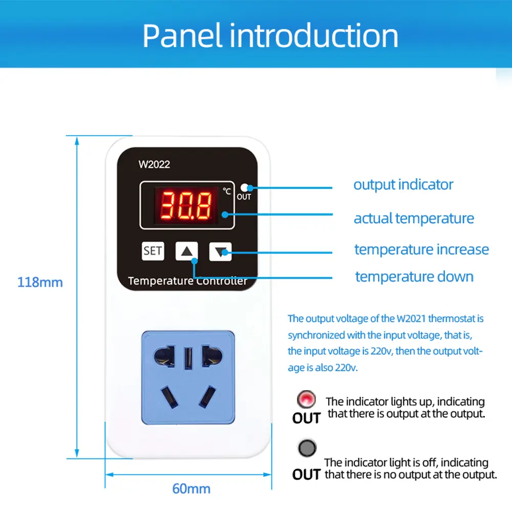 Digital Temperature Controller Socket Thermostat Regulator AC 110-220V Microcomputer Heating and Cooling Dual Relay Socket