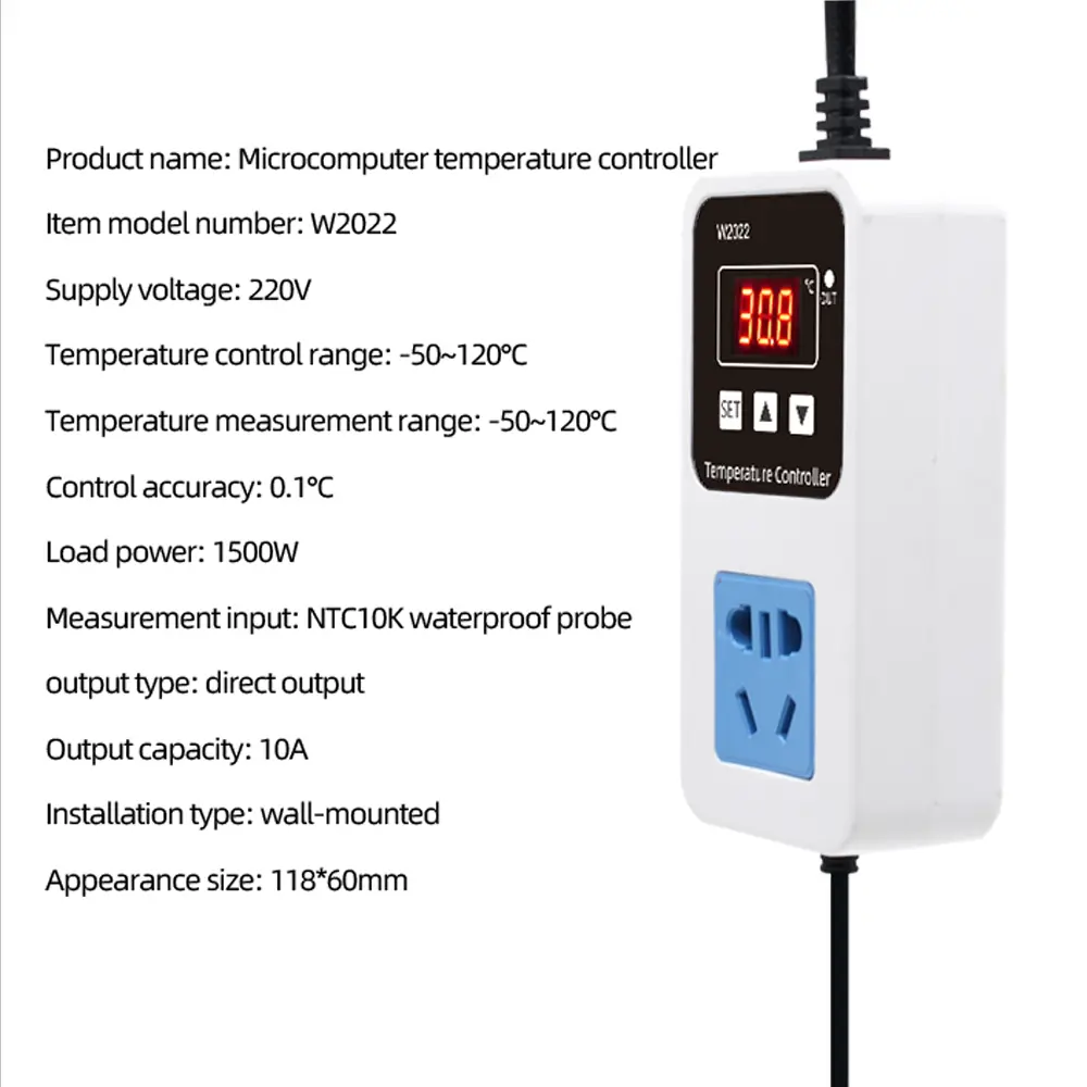 Digital Temperature Controller Socket Thermostat Regulator AC 110-220V Microcomputer Heating and Cooling Dual Relay Socket