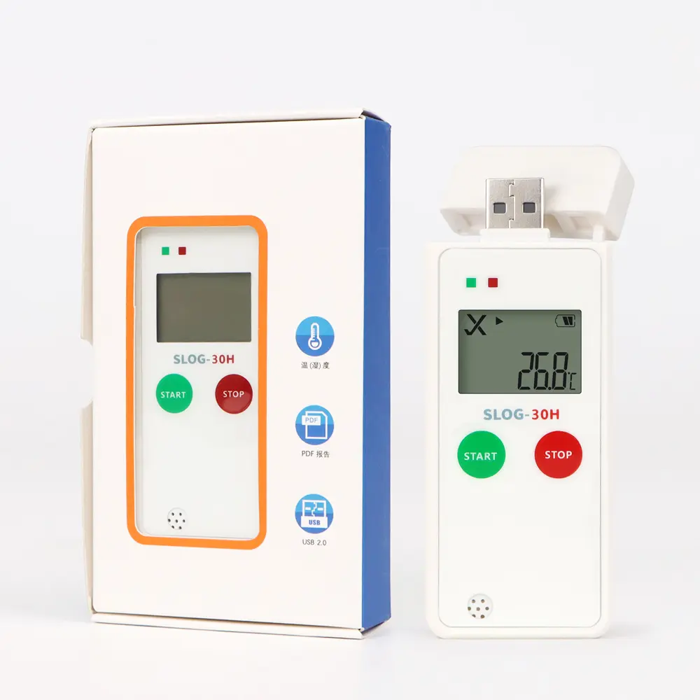 USB Temperature Data Logger LCD Display Datalogger 65000 Points PDF Recorder Temp Alarm Logger for Food Medicine Cold-chain