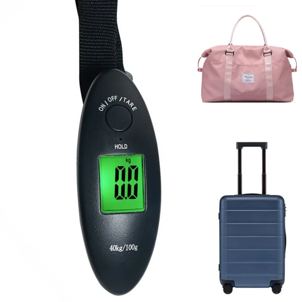 25kg 40kg Mini Digital Luggage Scale Hanging LCD Hook Scales Portable Digital Stainless Steel Scale