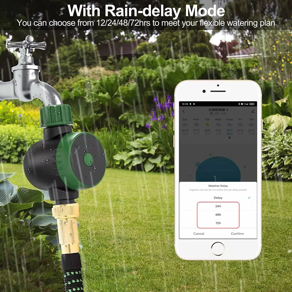 Tuya Smart Irrigation IP55 Waterproof Bluetooth/WIFI Automatic Water Timer Equipment Rain Delay Drip Irrigation Controller