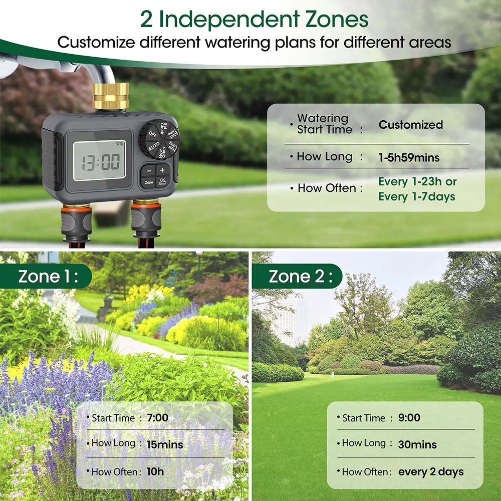 Mini Garden Water Timer Automatic Intelligent Irrigation Watering System Programmer Sprinkler Timing Controller LCD Display