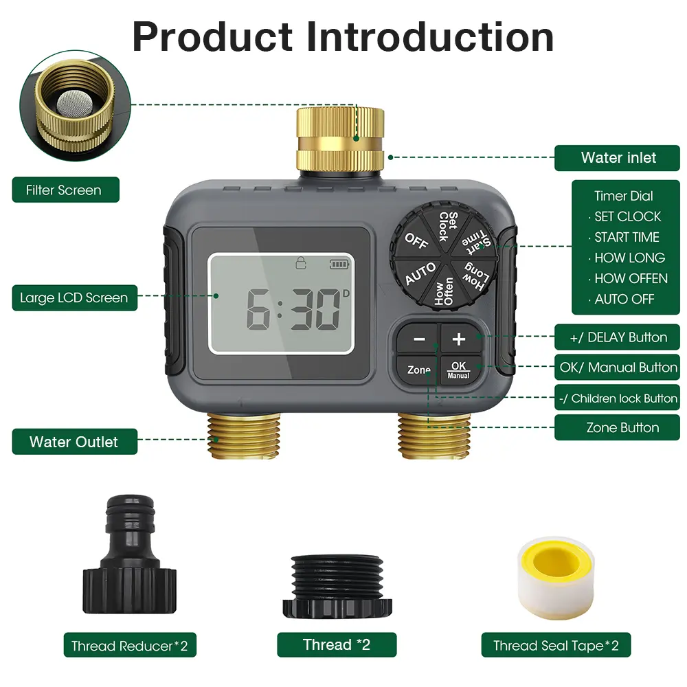 Mini Garden Water Timer Automatic Intelligent Irrigation Watering System Programmer Sprinkler Timing Controller LCD Display