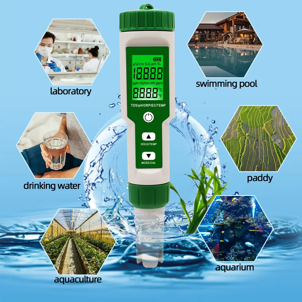 5 In 1 Digital PH Meter TDS ORP EC Temperature Tester Water Filter Purity Detector Pen Water Quality Monitor for Aquarium