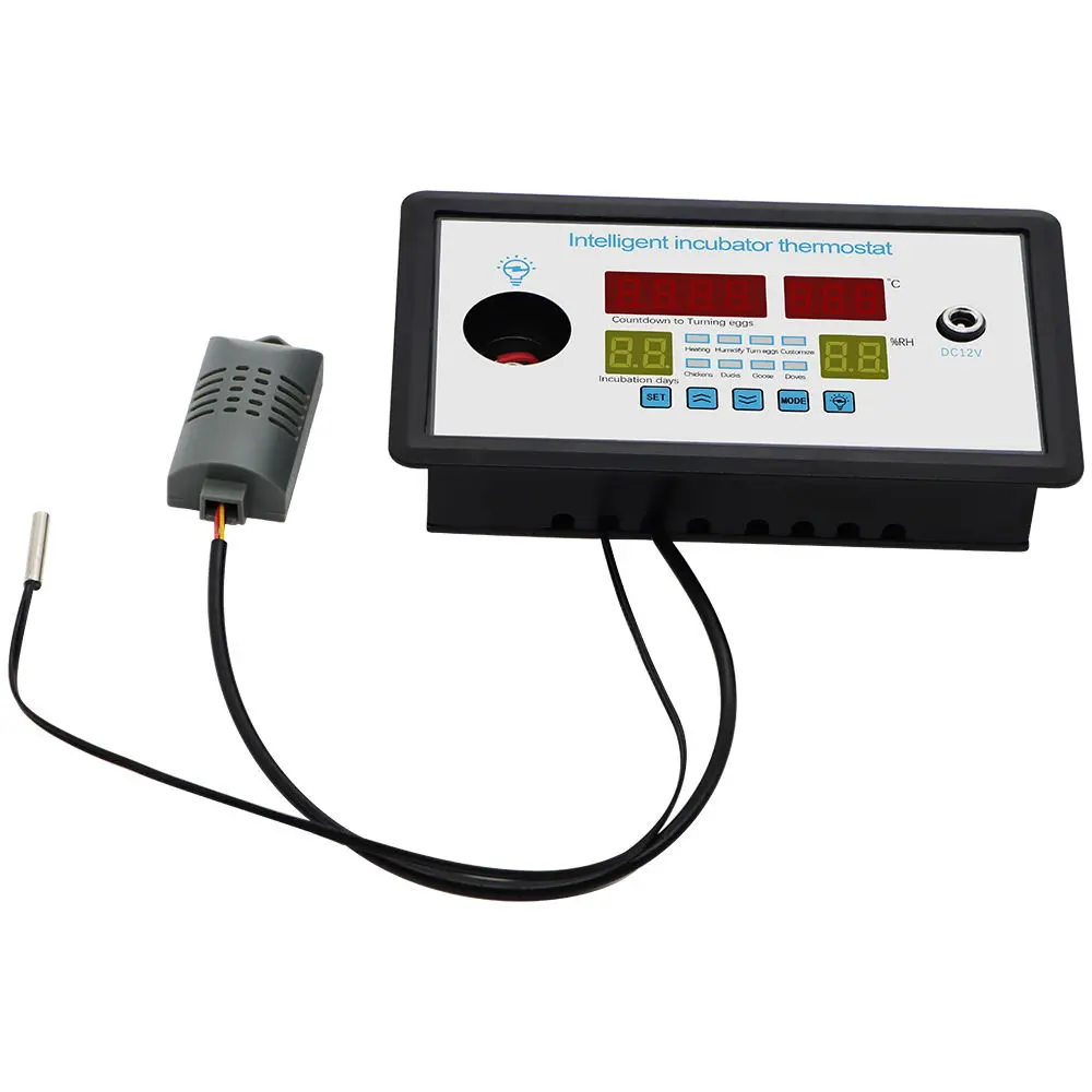 Intelligent Incubator Thermostat 12V Multi-Function Digital Display Temperature Humidity Controller Egg Incubator Control System