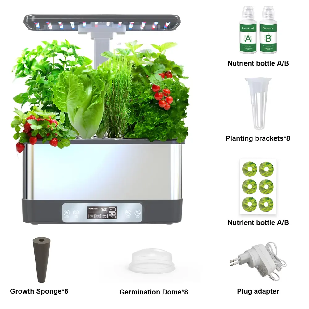 WiFi Hydroponics Growing System 8 Pods Indoor Garden Herbs Soilless Planting Gardening Box with Spectrum LED Grow Lights