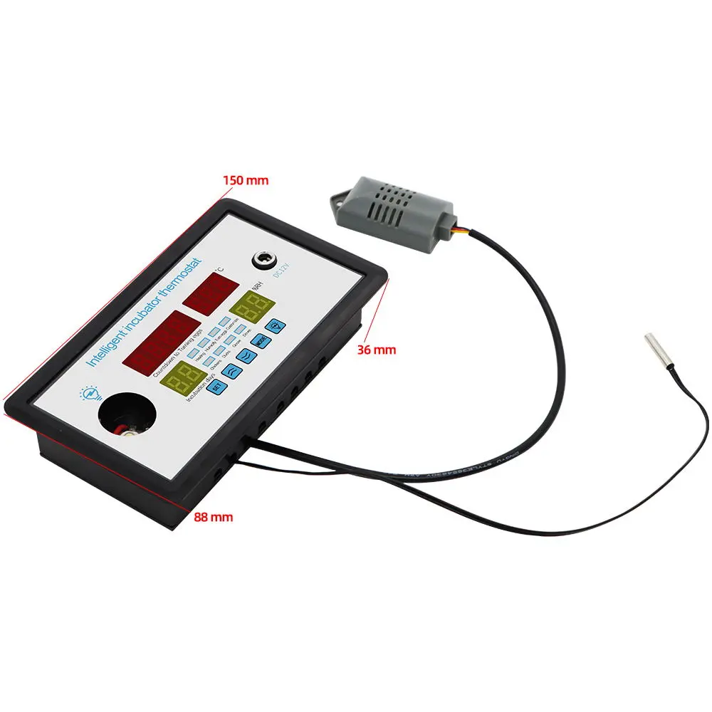 Intelligent Incubator Thermostat 12V Multi-Function Digital Display Temperature Humidity Controller Egg Incubator Control System